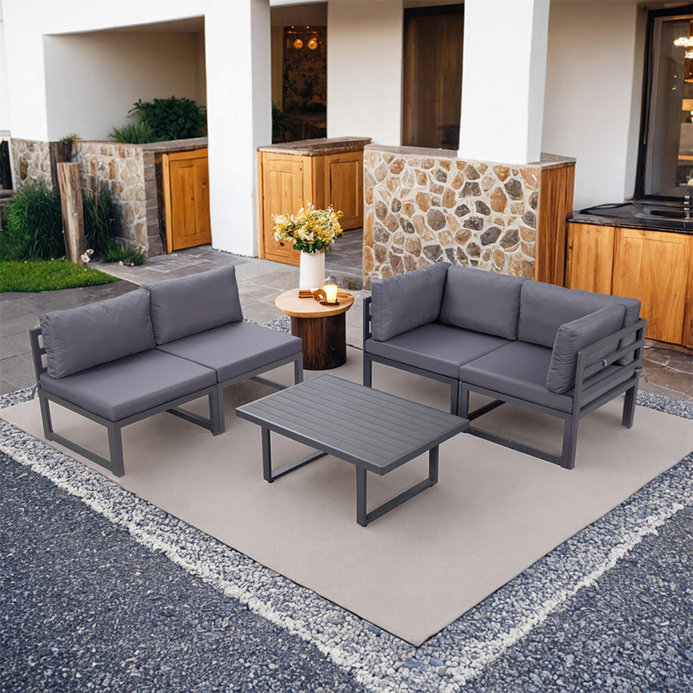 Outdoor Metal Modular Garden Set with Coffee Table