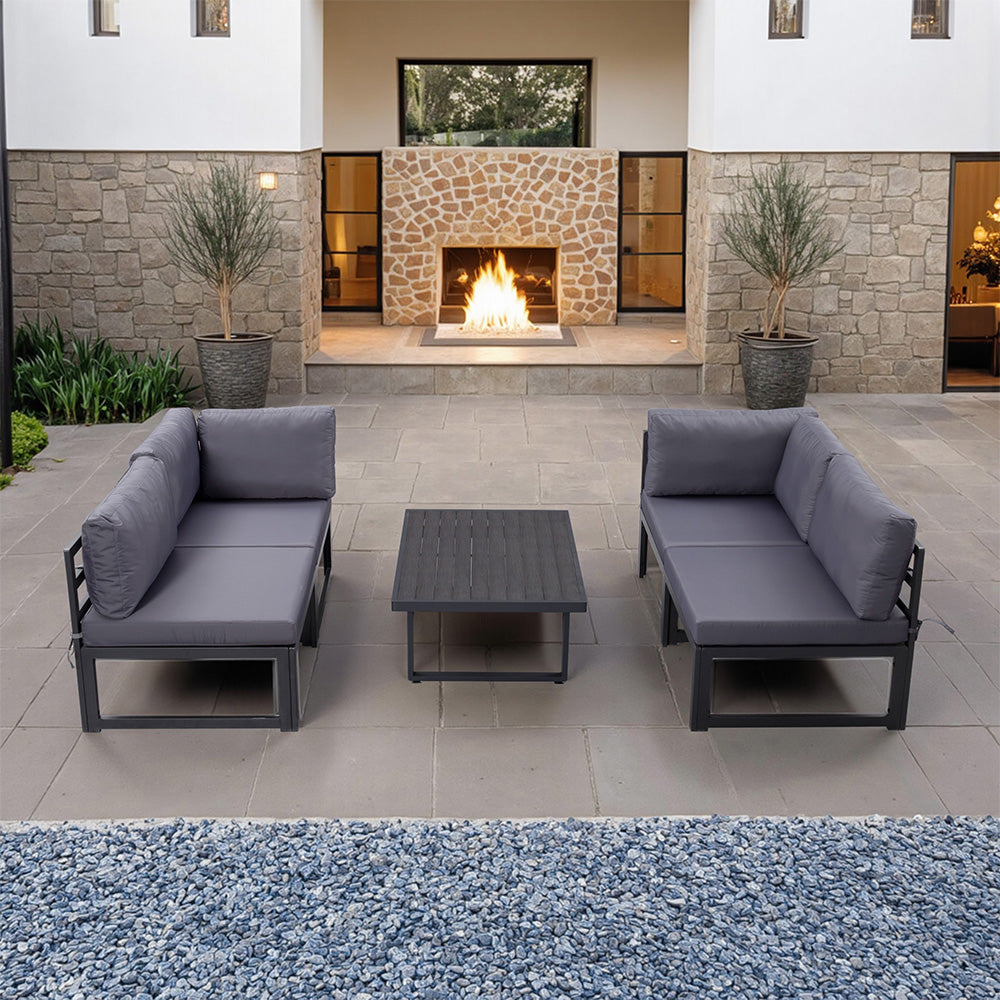 Outdoor Metal Modular Garden Set with Coffee Table