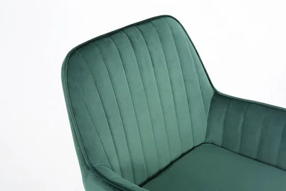 Melton Office Chair Upholstered Green Velvet Channel Tufted