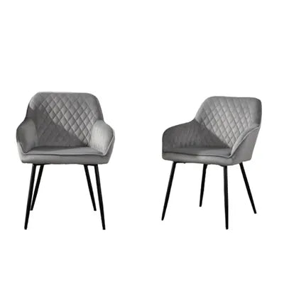 Donna Light Grey Velvet Upholstery Dining Chair - Set Of 2