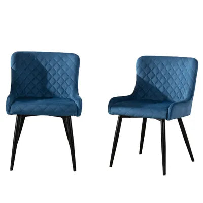 Ella Blue Velvet Dining Chair with Metal Legs - Set Of 2