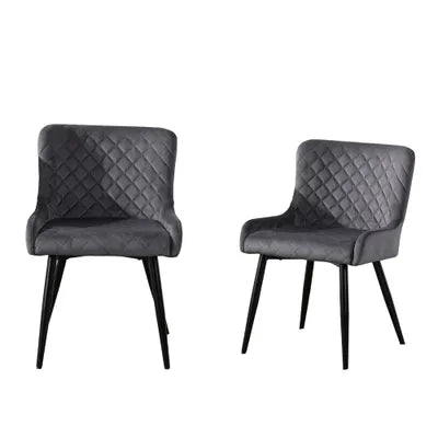 Ella Grey Velvet Dining Chair with Metal Legs - Set Of 2