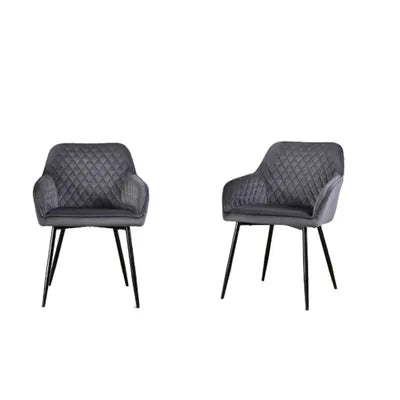 Donna Grey Velvet Upholstery Dining Chair - Set Of 2