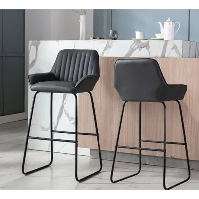 Nita Grey PU Bar Stool - Set Of 2