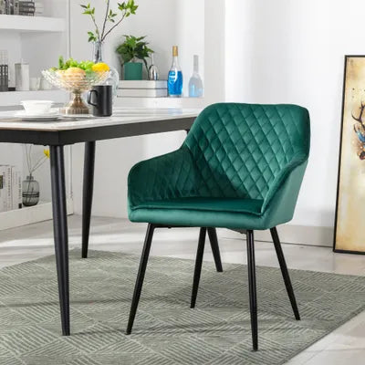 Donna Green Velvet Upholstery Dining Chair - Set Of 2