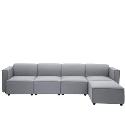 Debra Modular 4 Seater Sofa with Chaise in Grey