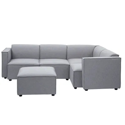 Debra Modular 3 Seater Corner Sofa with Ottoman in Grey