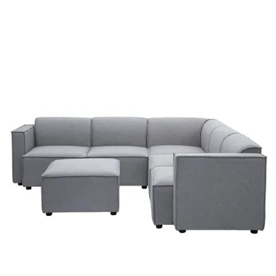 Debra Modular 4 Seater Corner Sofa with Ottoman in Grey