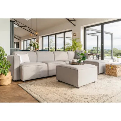 Debra Modular 4 Seater Sofa with 2 Ottomans in Grey