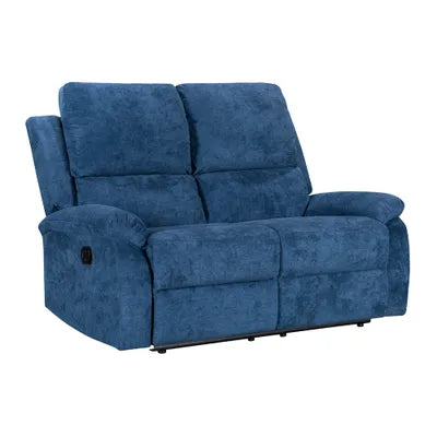 Amal Blue Fabric 2 Seater Recliner Sofa