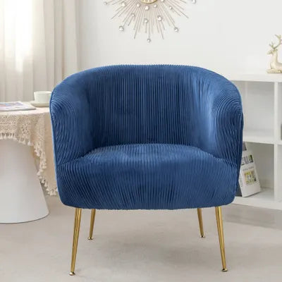 Terni Blue Accent Chair with Golden Legs