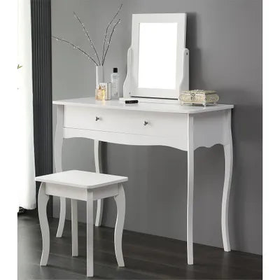 Stratford White Dressing Table with Stool Set