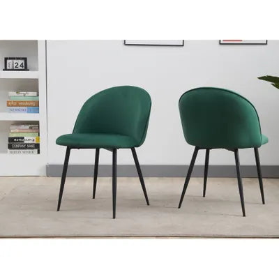 Aritic Green Velvet Dining Chair with Metal Legs - Set Of 2