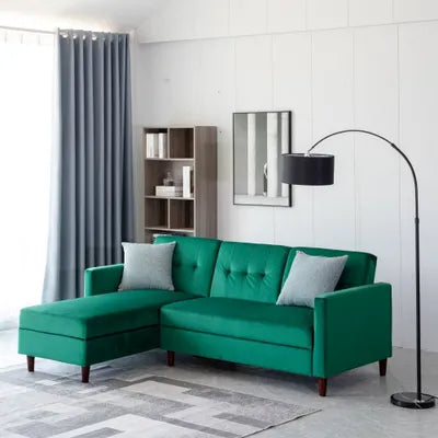 Ingham Reversible Corner Sofa With Storage Chaise in Green