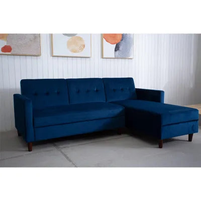 Ingham Reversible Corner Sofa With Storage Chaise in Blue