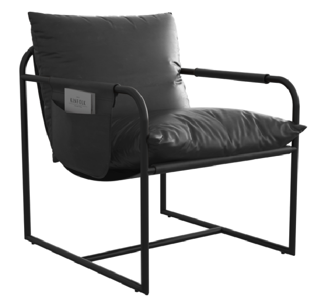 Modern 1-Seater Armchair with Wooden Arms & Metal Frame – Living Room Chair