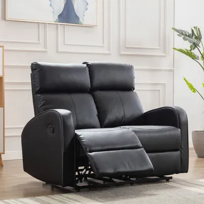 Sydney Black Leather 2 Seater Recliner Sofa