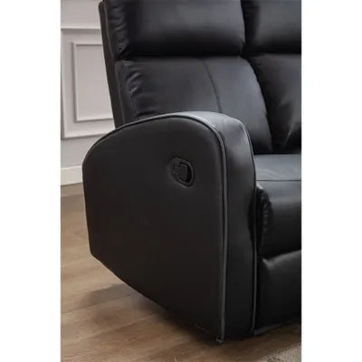 Sydney Black Leather 2 Seater Recliner Sofa