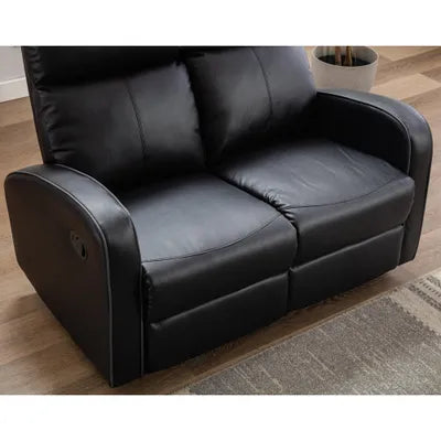 Sydney Black Leather 2 Seater Recliner Sofa