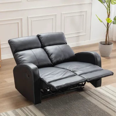 Sydney Black Leather 2 Seater Recliner Sofa