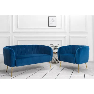 Rosebud Velvet Two Seater Sofa In Blue