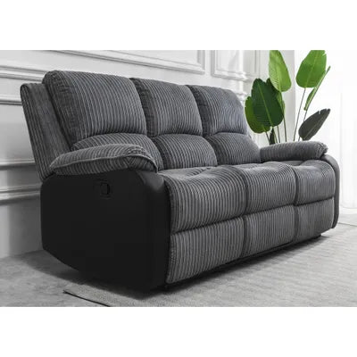 Sydney Grey Plush Fabric 3 Seater Recliner