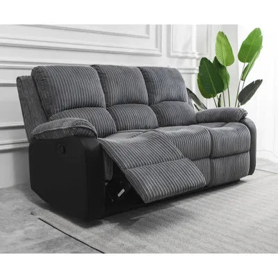 Sydney Grey Plush Fabric 3 Seater Recliner