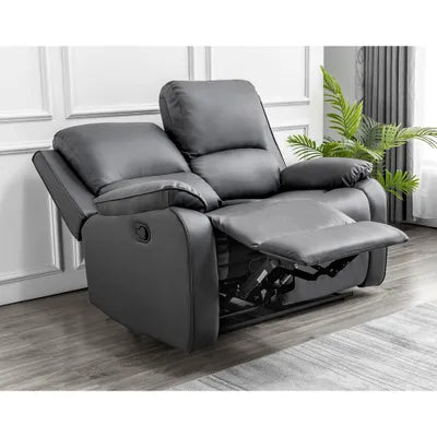 Oberton Grey Leather 2 Seater Recliner Sofa