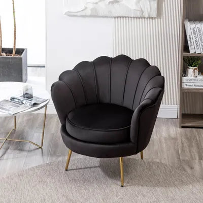 Madura Plush Velvet Shell Chair In Black