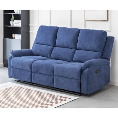 Amal Blue Fabric 3+2+1 Recliner Sofa Set