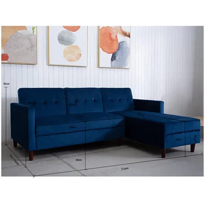 Ingham Reversible Corner Sofa With Storage Chaise in Blue