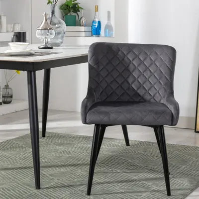 Ella Grey Velvet Dining Chair with Metal Legs - Set Of 2