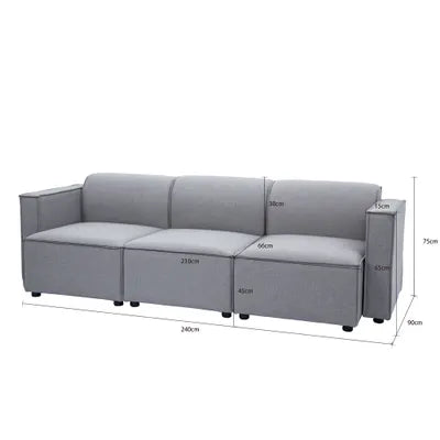 Debra Modular 3 Seater Sofa in Grey