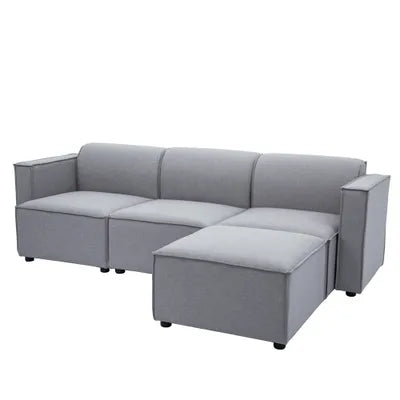 Debra Modular 3 Seater Sofa with Chaise in Grey