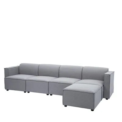 Debra Modular 4 Seater Sofa with Chaise in Grey