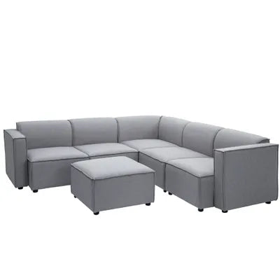 Debra Modular 4 Seater Corner Sofa with Ottoman in Grey