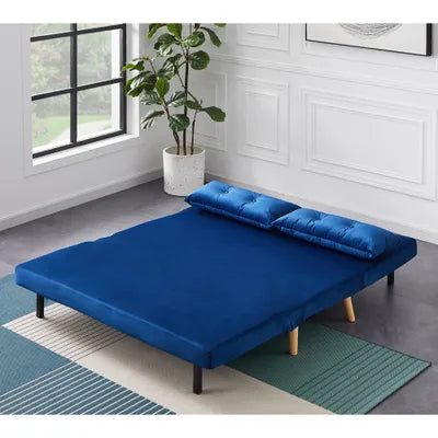 Ada Velvet Foldable Sofa Bed 145cm in Blue