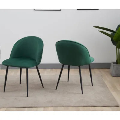 Aritic Green Velvet Dining Chair with Metal Legs - Set Of 2