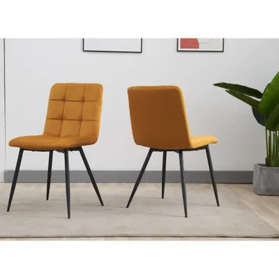 Jose Velvet Upholstery Dining Chair in Mustard - Set Of 2