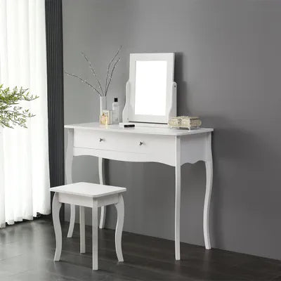 Stratford White Dressing Table with Stool Set