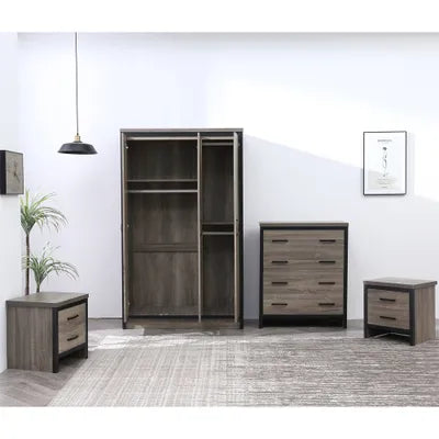 Royle 4 Piece Wardrobe Chest and Bedside Table Bedroom Furniture Set