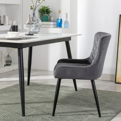 Ella Grey Velvet Dining Chair with Metal Legs - Set Of 2