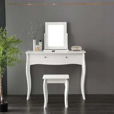 Stratford White Dressing Table with Stool Set