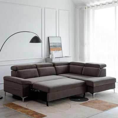 Cora Sofa with Ottoman Bed in Brown