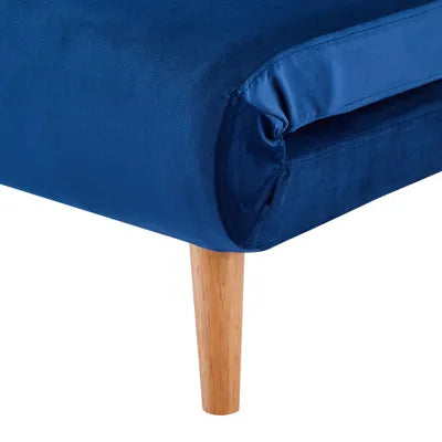 Ada Velvet Foldable Sofa Bed 79cm with 1 Toss Pillow in Blue