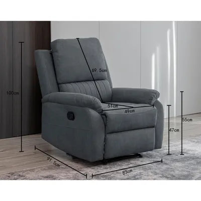 Amal Blue Fabric 3+2+1 Recliner Sofa Set