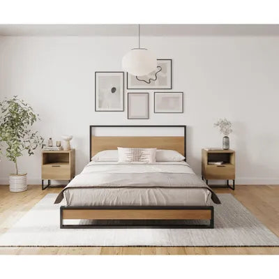 Darwin Light Brown Industrial Style King Bed Frame