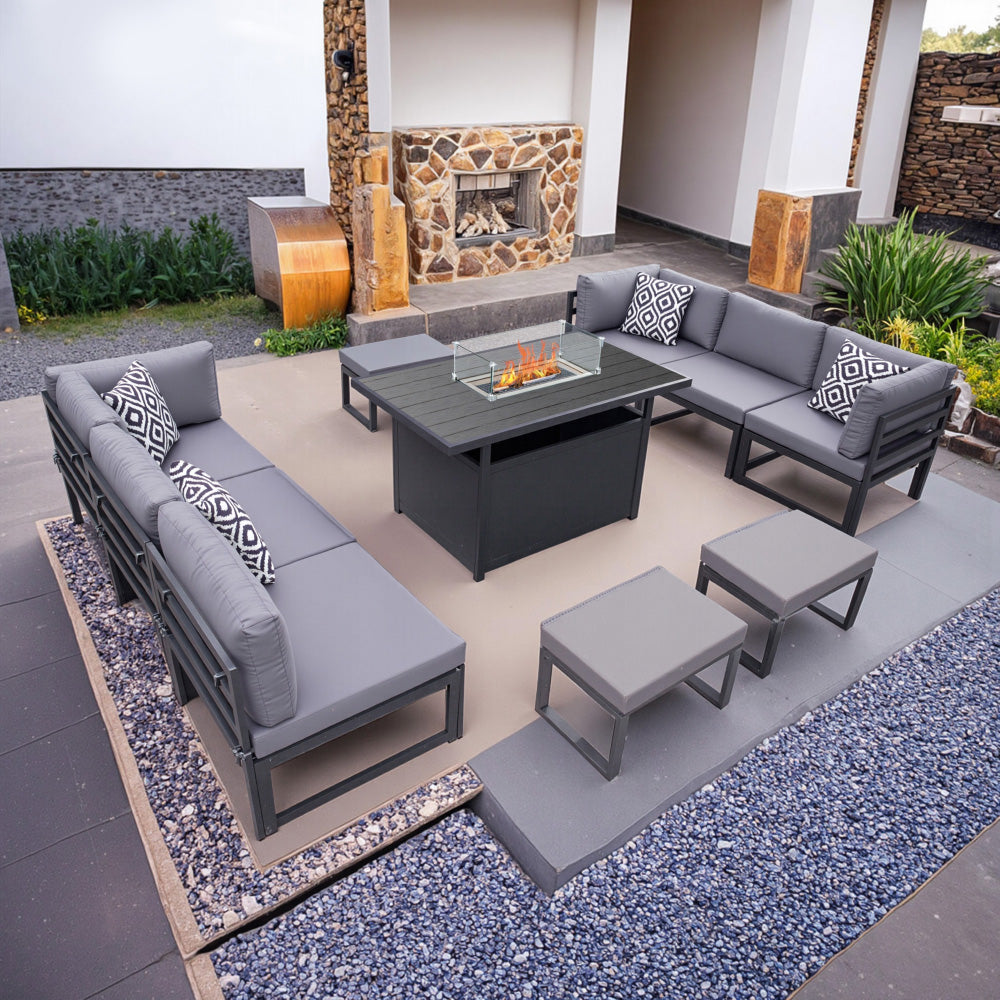 Waterproof Outdoor Steel Garden Set with Firepit Table