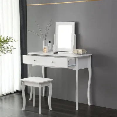 Stratford White Dressing Table with Stool Set