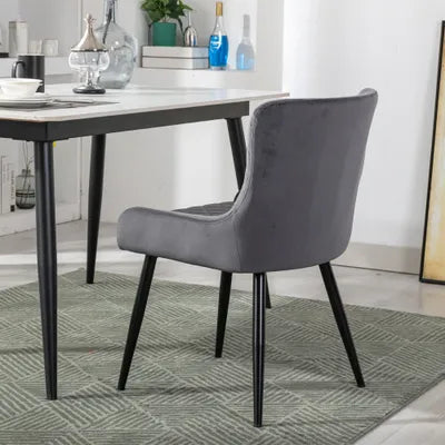 Ella Grey Velvet Dining Chair with Metal Legs - Set Of 2